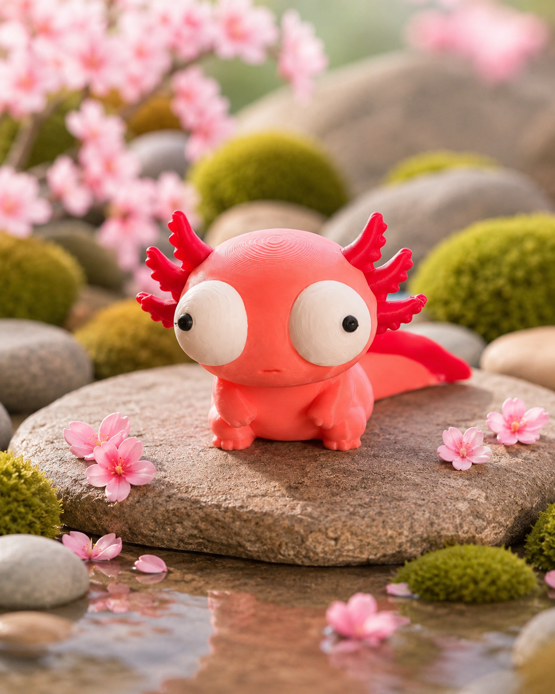 Red axolotl Pipimal with large movable eyes